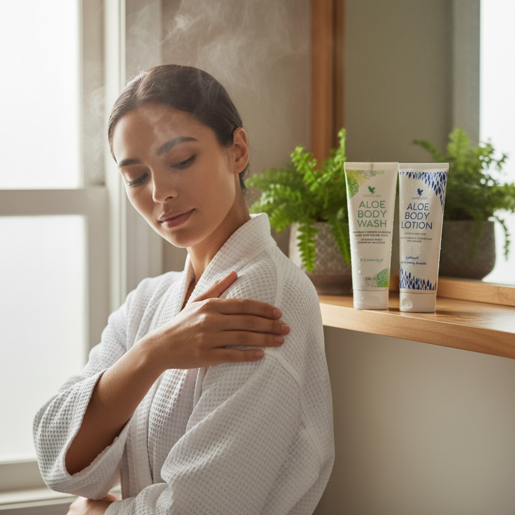 Set 2er Aloe Body Wash & Aloe Body Lotion – mit Aloe Vera, Jojobaöl und Arganöl